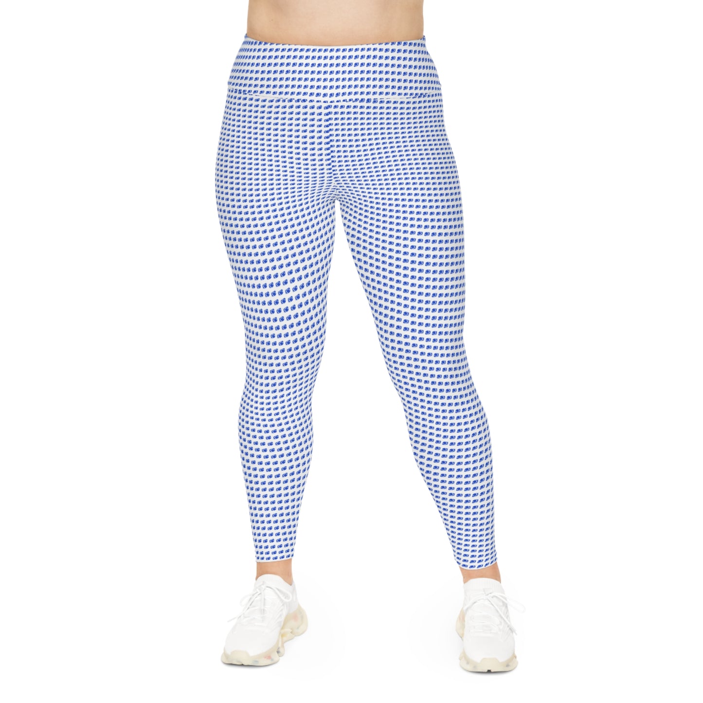 Plus Size Leggings, We thicker girls, like to be comfortable too. Blue and white with footballs