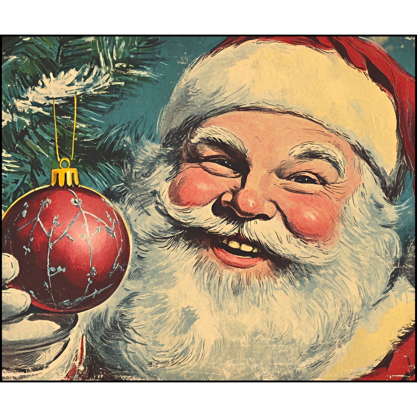 Vintage Santa ready to curl up in your woven blanket