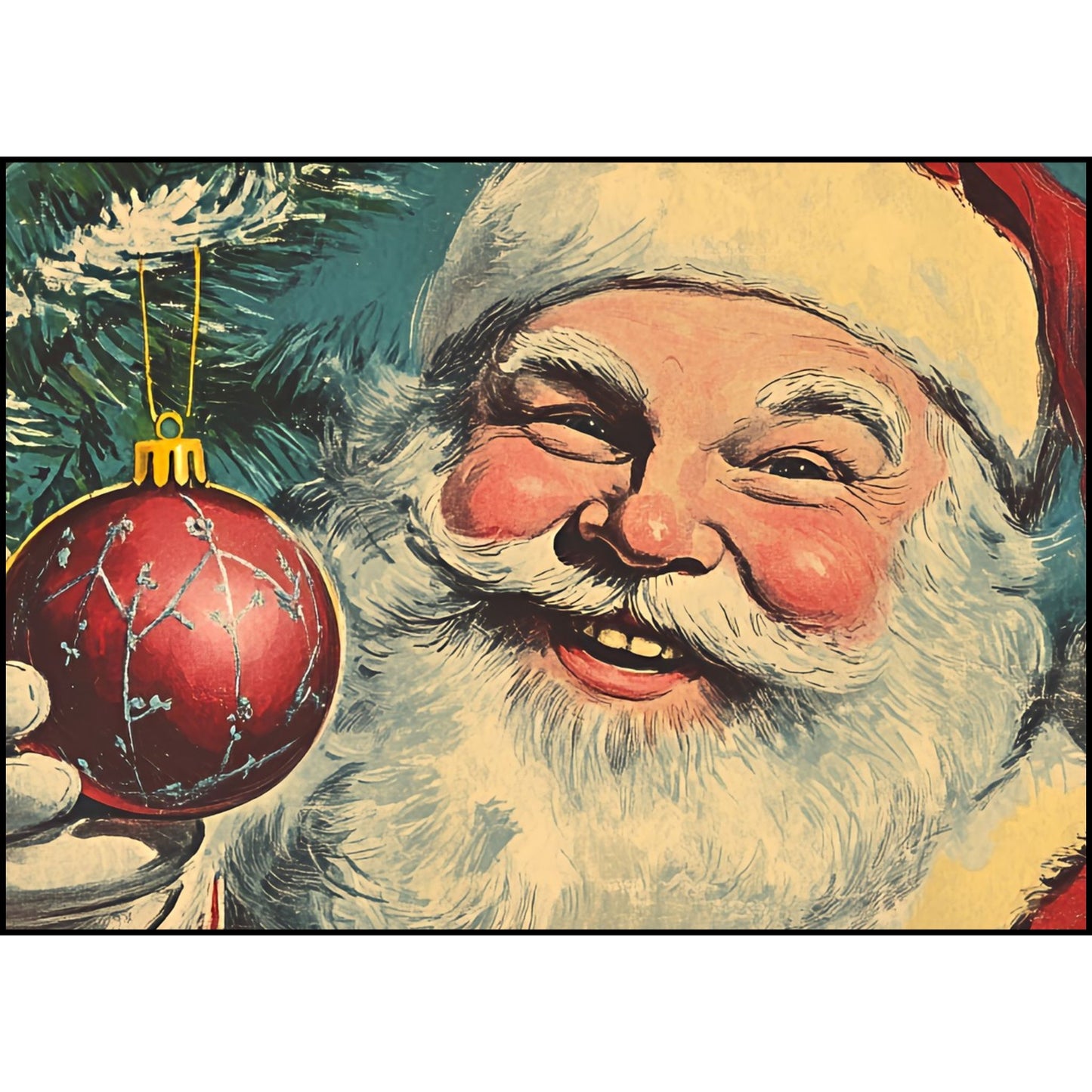 Vintage Santa ready to curl up in your woven blanket